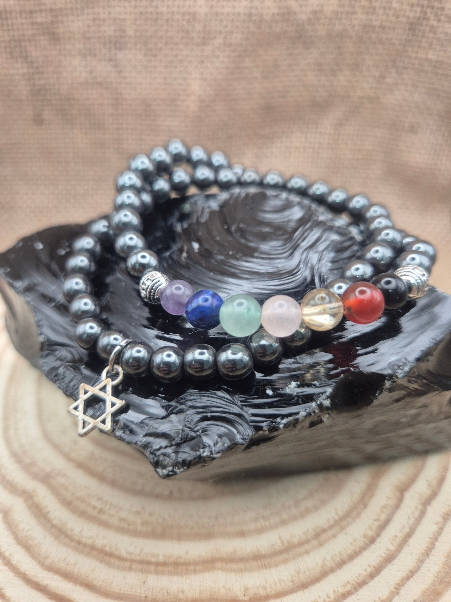 Pulseras Hematite 7 chacras y Hematite - Equilibrio, Fuerza y alineación energética JoyeriamineralespulserasTienda esotérica Málaga - La Tienda de Tata Magic: tienda Esotérica en Málaga